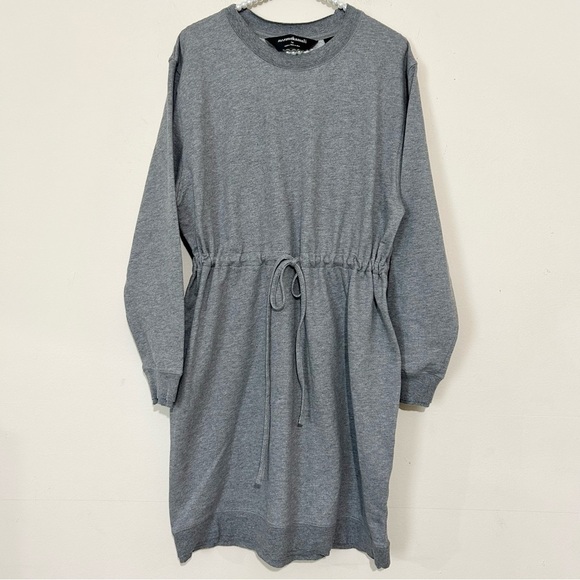Norma Kamali Long Sleeve Heather Gray Sweatshirt Dress SIZE LARGE - Picture 2 of 6